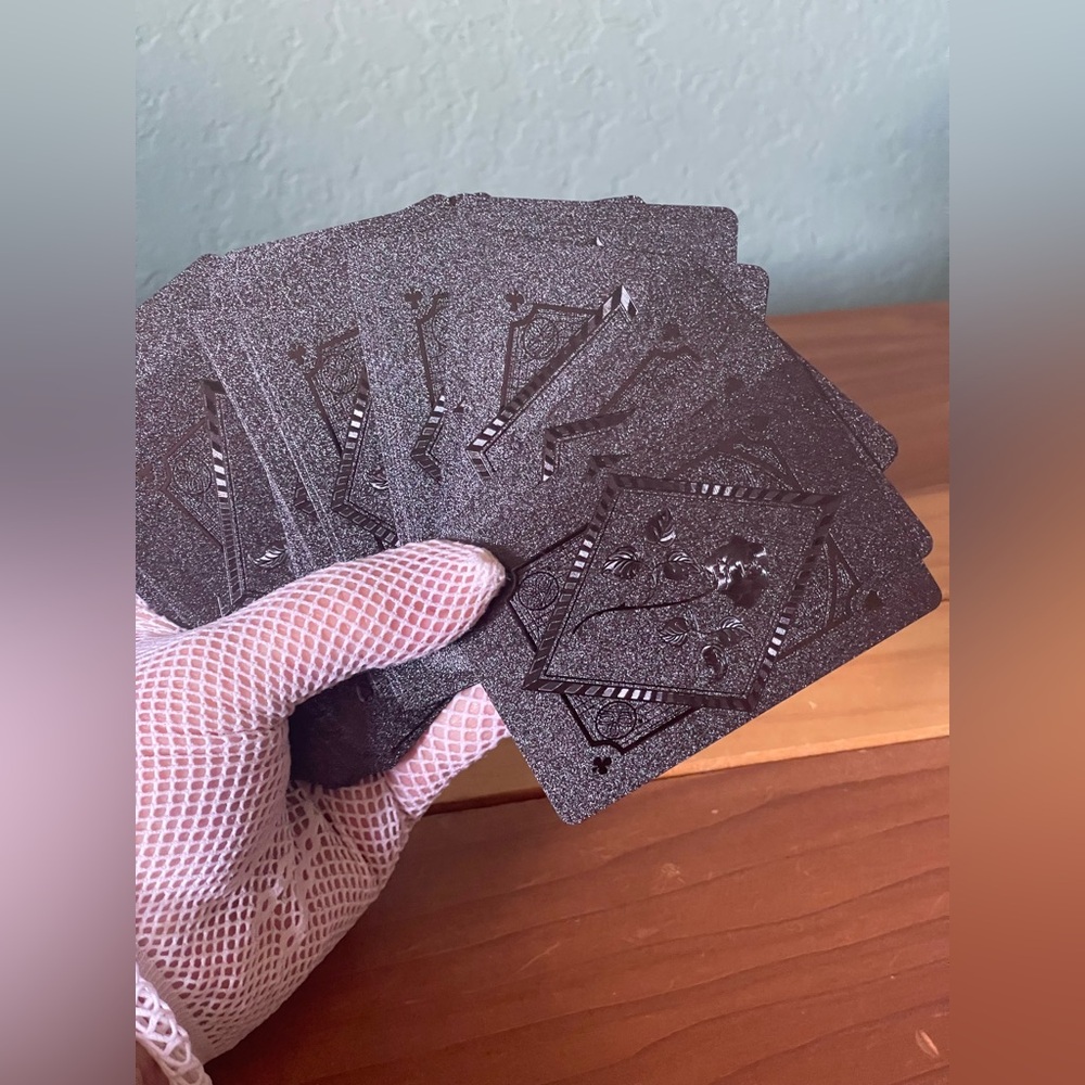 Cool Black Playing Cards Waterproof Black-Gold Foil Poker Cards